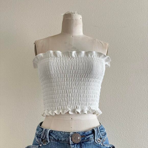 handmade white ruched bandeau - Picture 2 of 6